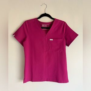 Figs // Catarina One-Pocket Scrub Top // Dark Magenta // XS // NWT